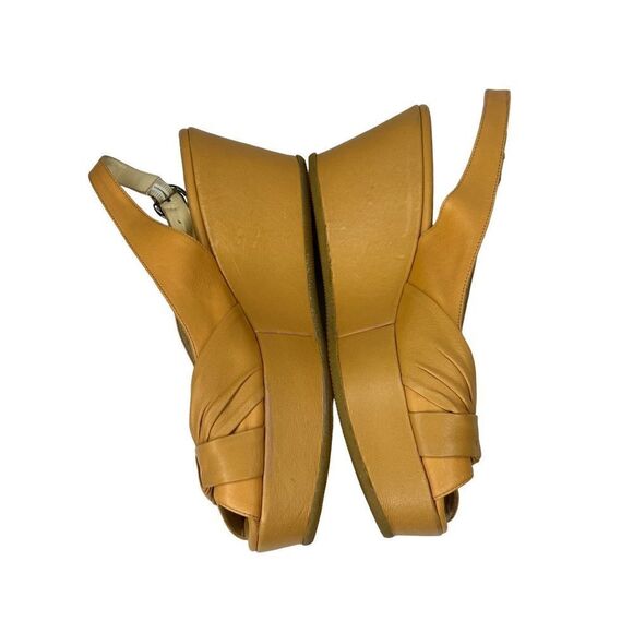 Butter Italy Light Camel Wedge Platform Peep Toe Slingback Size 9.5 - Picture 8 of 12